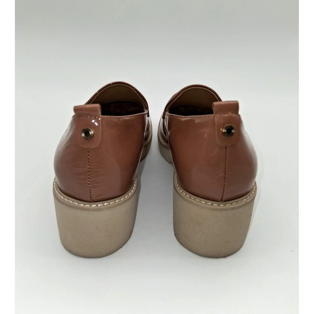 Naturalizer Darry Loafers 9M Women Mauve Patent Leather Lug Sole Comfort Shoes